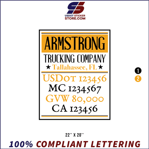 Company Name, Truck Door Decal, Location, USDOT, MC, GVW, CA