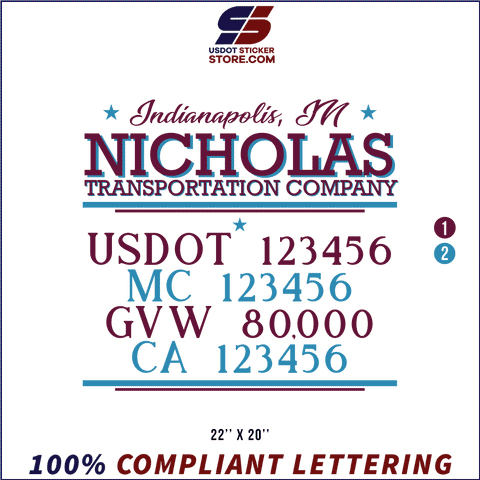 Company Name, Truck Door Decal, Location, USDOT, MC, GVW, CA