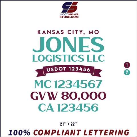 Company Name, Truck Door Decal, Location, USDOT, MC, GVW, CA