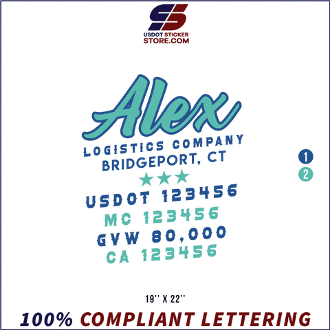 Company Name, Truck Door Decal, Location, USDOT, MC, GVW, CA