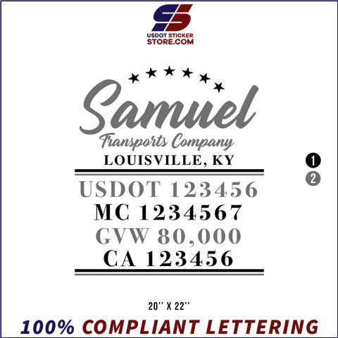 Company Name, Truck Door Decal, Location, USDOT, MC, GVW, CA