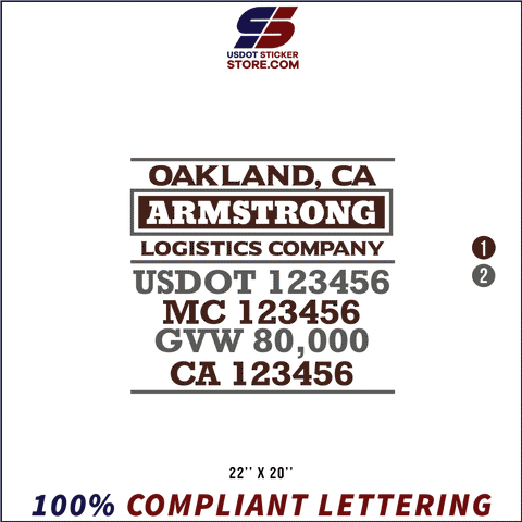 Company Name, Truck Door Decal, Location, USDOT, MC, GVW, CA