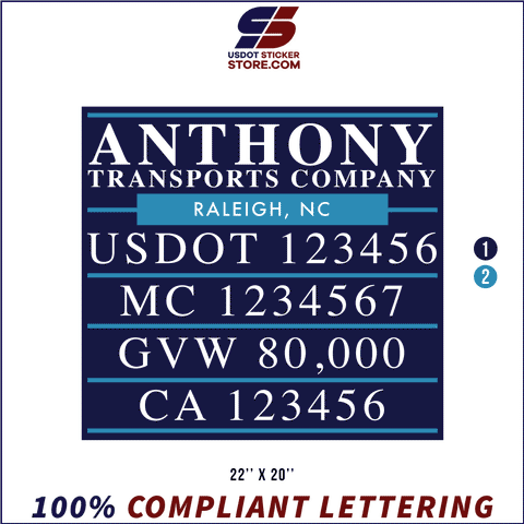 Company Name, Truck Door Decal, Location, USDOT, MC, GVW, CA
