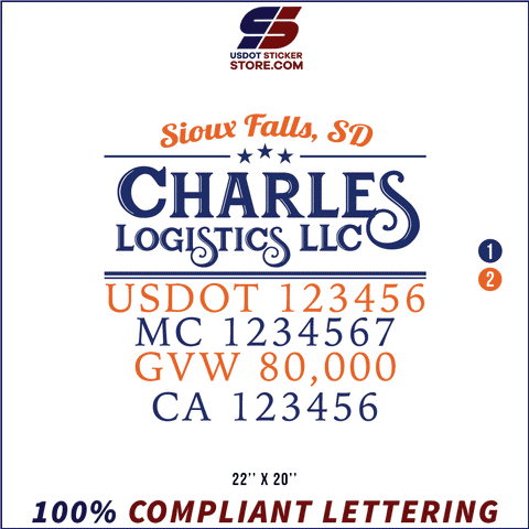 Company Name, Truck Door Decal, Location, USDOT, MC, GVW, CA