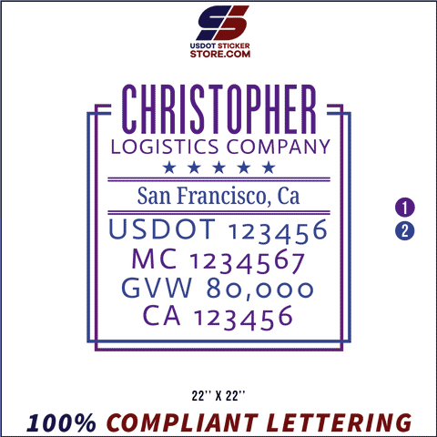 Company Name, Truck Door Decal, Location, USDOT, MC, GVW, CA