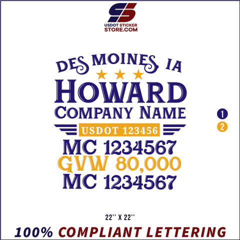 Company Name, Truck Door Decal, Location, USDOT, MC, GVW, CA