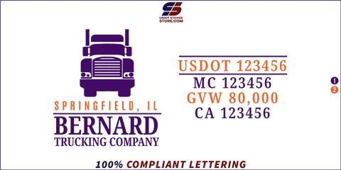 Company Name, Truck Door Decal, Location, USDOT, MC, GVW, CA