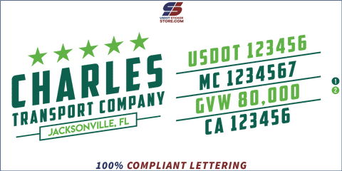 Company Name, Truck Door Decal, Location, USDOT, MC, GVW, CA