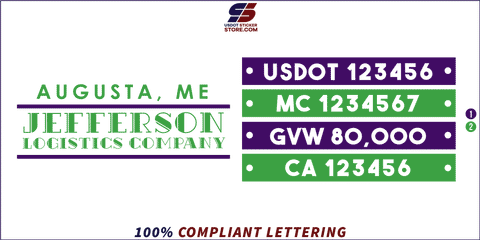 Company Name, Truck Door Decal, Location, USDOT, MC, GVW, CA