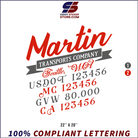 Company Name, Truck Door Decal, Location, USDOT, MC, GVW, CA