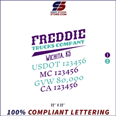 Company Name, Truck Door Decal, Location, USDOT, MC, GVW, CA