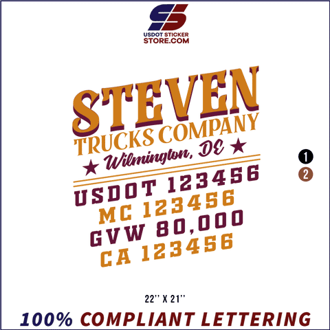 Company Name, Truck Door Decal, Location, USDOT, MC, GVW, CA