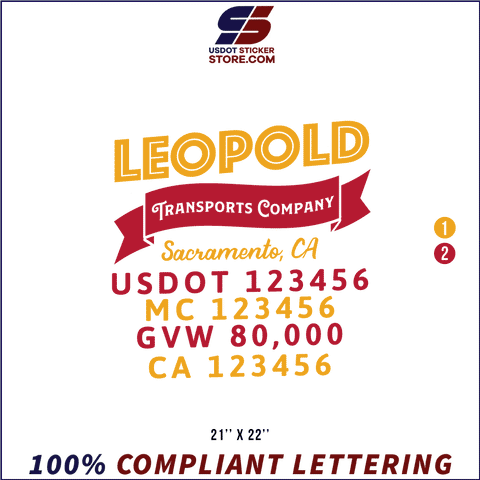 Company Name, Truck Door Decal, Location, USDOT, MC, GVW, CA