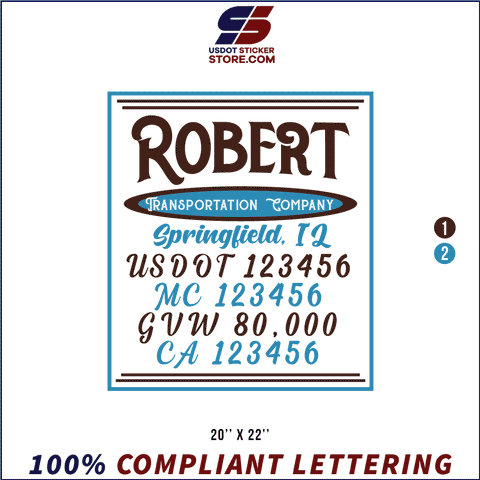 Company Name, Truck Door Decal, Location, USDOT, MC, GVW, CA