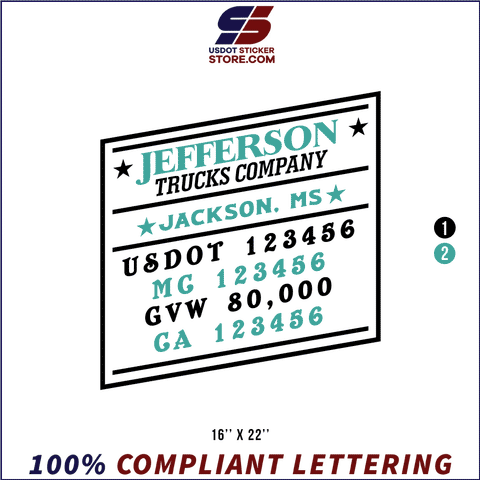 Company Name, Truck Door Decal, Location, USDOT, MC, GVW, CA
