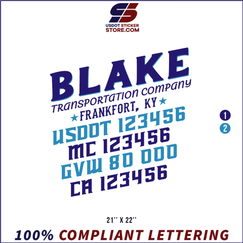 Company Name, Truck Door Decal, Location, USDOT, MC, GVW, CA