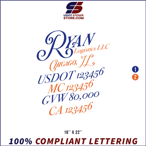 Company Name, Truck Door Decal, Location, USDOT, MC, GVW, CA