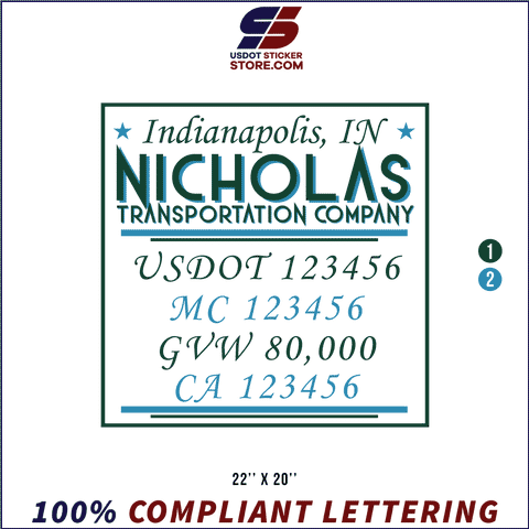 Company Name, Truck Door Decal, Location, USDOT, MC, GVW, CA