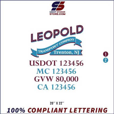 Company Name, Truck Door Decal, Location, USDOT, MC, GVW, CA