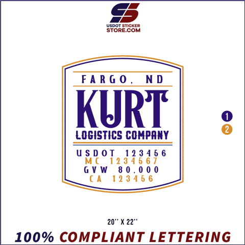 Company Name, Truck Door Decal, Location, USDOT, MC, GVW, CA