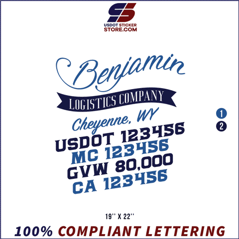 Company Name, Truck Door Decal, Location, USDOT, MC, GVW, CA