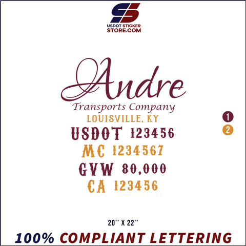 Company Name, Truck Door Decal, Location, USDOT, MC, GVW, CA