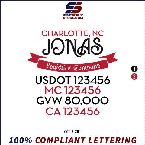 Company Name, Truck Door Decal, Location, USDOT, MC, GVW, CA