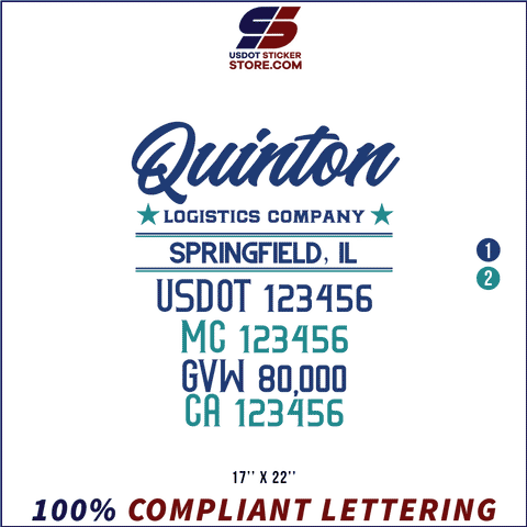 Company Name, Truck Door Decal, Location, USDOT, MC, GVW, CA