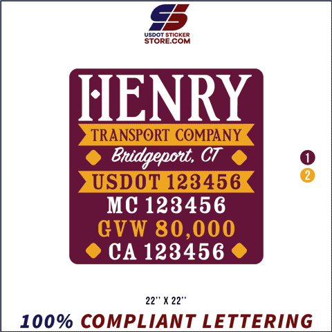 Company Name, Truck Door Decal, Location, USDOT, MC, GVW, CA