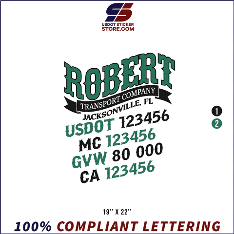 Company Name, Truck Door Decal, Location, USDOT, MC, GVW, CA
