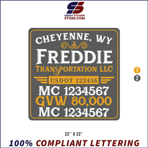 Company Name, Truck Door Decal, Location, USDOT, MC, GVW, CA