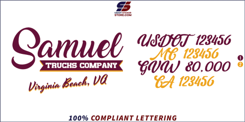 Company Name, Truck Door Decal, Location, USDOT, MC, GVW, CA