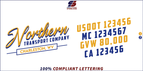 Company Name, Truck Door Decal, Location, USDOT, MC, GVW, CA