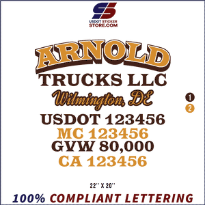 Company Name, Truck Door Decal, Location, USDOT, MC, GVW, CA