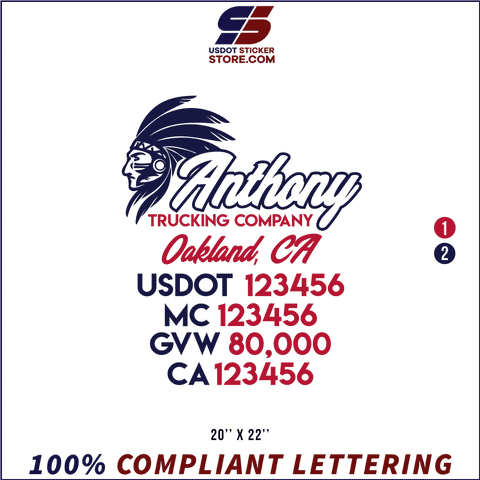 Company Name, Truck Door Decal, Location, USDOT, MC, GVW, CA