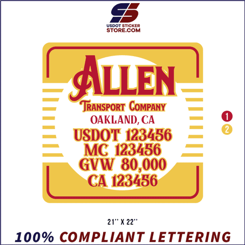 Company Name, Truck Door Decal, Location, USDOT, MC, GVW, CA