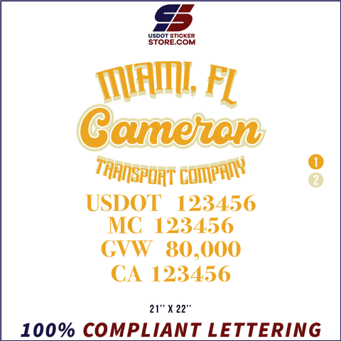Company Name, Truck Door Decal, Location, USDOT, MC, GVW, CA