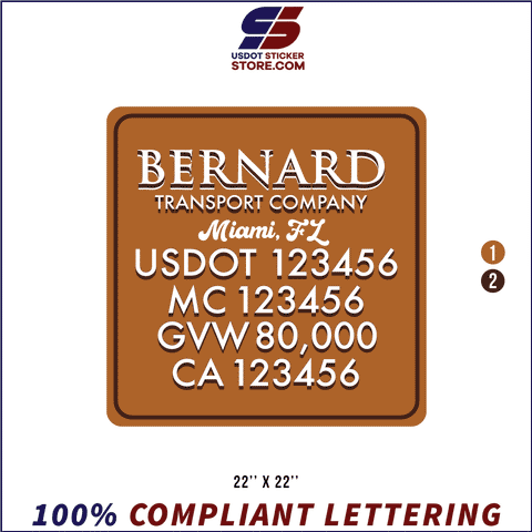 Company Name, Truck Door Decal, Location, USDOT, MC, GVW, CA