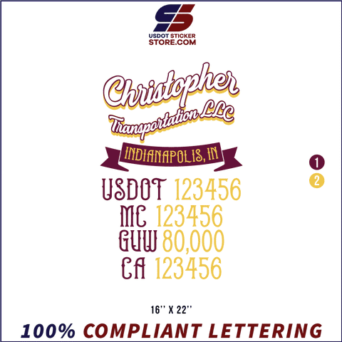Company Name, Truck Door Decal, Location, USDOT, MC, GVW, CA