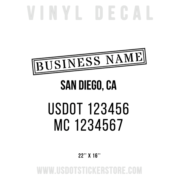 Business Name Four Line Truck Door Decal (USDOT), (Set of 2)