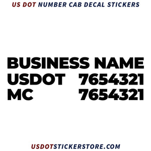 Business Name with USDOT & MC Number Decal Sticker, (Pair)