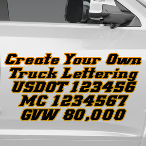 create your own truck lettering usdot mc gvw decal