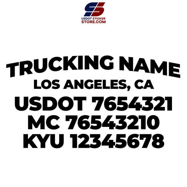 trucking company name, location, usdot mc kyu decal sticker